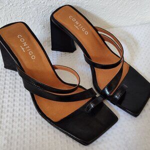 CONTIGO, Women’s Shoe, Square Toe, Heel Sandal, Peep Toe